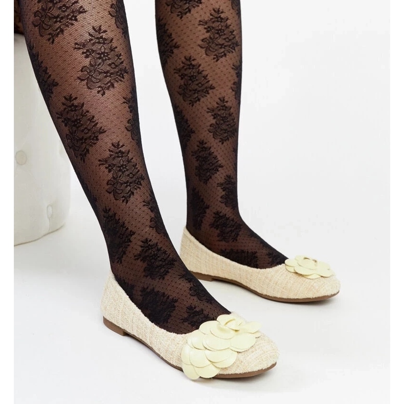 D/GMR Żółte balerinki z ozdobnym kwiatkiem Mateja