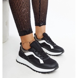 D/GMR Czarne sneakersy na platformie z brokatem Evelia