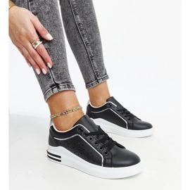 D/GMR Czarne sneakersy ażurowe z brokatem Zorka