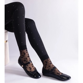 D/CEO Czarne balerinki z lakierowanym noskiem zapinane na rzepy Jaures