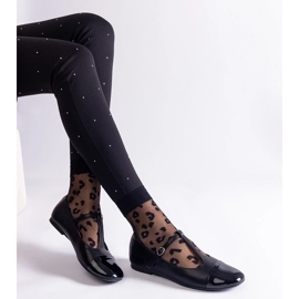 D/CEO Czarne balerinki z lakierowanym noskiem zapinane na sprzączkę Gloriana