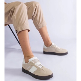 D/CEO Beżowe sneakersy na platformie z przeszyciami Puente beżowy