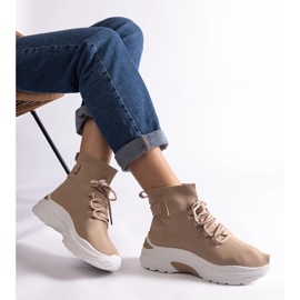 D/CEO Beżowe sneakersy z elastyczną cholewką za kostkę Arredona beżowy