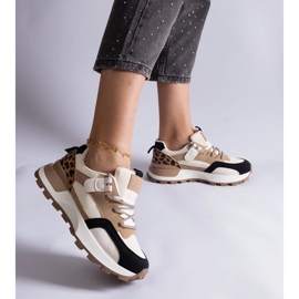 D/CEO Beżowe sneakersy zdobione motywem zwierzęcym Soria beżowy