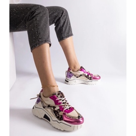 D/CEO Rózowe sneakersy zdobione cyrkoniowym sznurkiem Valdeza różowe