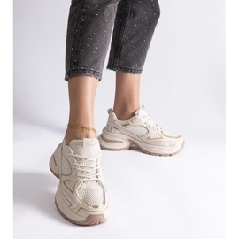 D/CEO Beżowe sneakersy na masywnej podeszwie Adoma beżowy