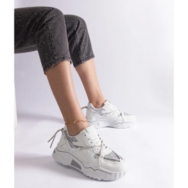D/CEO Białe sneakersy damskie z brokatem Agar