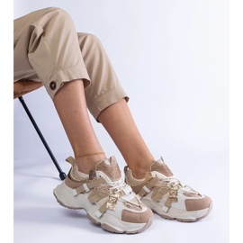 D/CEO Beżowe sneakersy ze złotymi wstawkami Candra beżowy