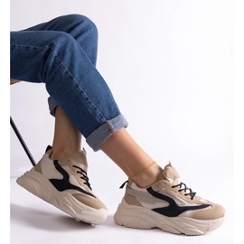 D/CEO Beżowo-czarne damskie sneakersy Milenka