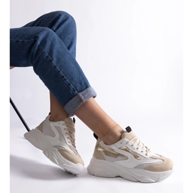 D/CEO Beżowo-złote damskie sneakersy Milenka beżowy