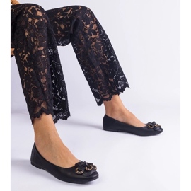 D/CEO Czarne balerinki zdobione kwiatuszkiem America