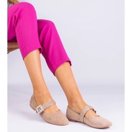 D/CEO Beżowe balerinki zdobione klamrą z krysztalikami Demetra beżowy