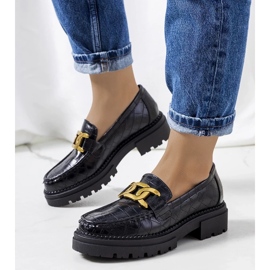 D/CEO Czarne mokasyny na wysokiej podeszwie Zanen