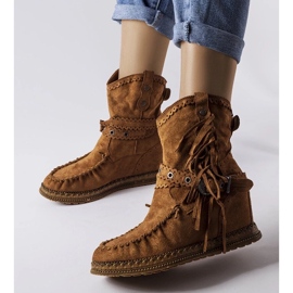 D/CEO Brązowe botki na koturnie Teodata