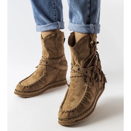 D/CEO Ciemnobrązowe botki na koturnie Teodata