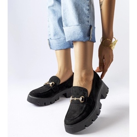 D/CEO Czarne mokasyny z klamerką i cyrkoniami Gaiola