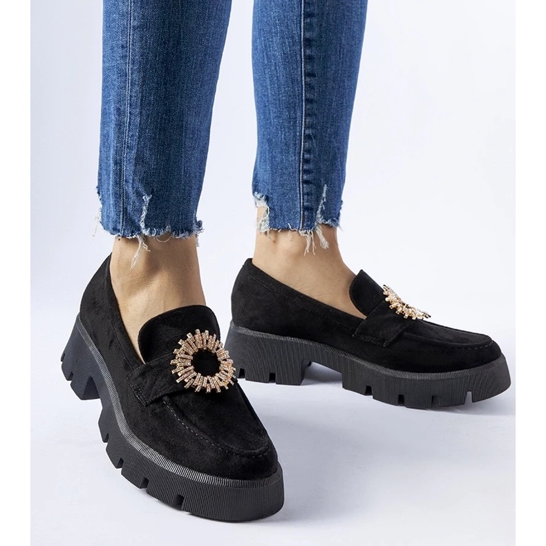 D/CEO Czarne mokasyny ozdobione klamerką Stanislas