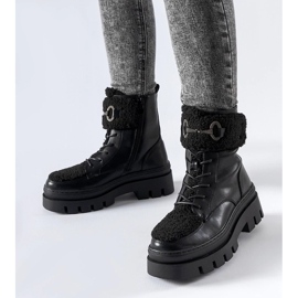 D/CEO Czarne ocieplane workery z klamerką Highland