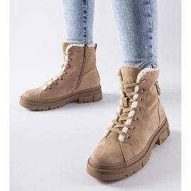 D/CEO Beżowe botki ocieplane z eko-zamszu Pompei beżowy