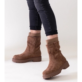 D/CEO Wsuwane brązowe botki ze skarpetą Ralia