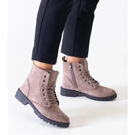 D/CEO Brązowe botki eko-zamszowe workery na platformie Barosa