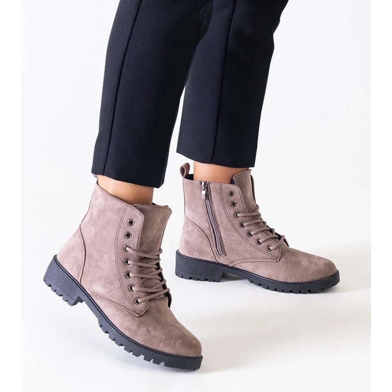 D/CEO Brązowe botki eko-zamszowe workery na platformie Barosa