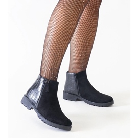 D/CEO Czarne botki z motywem skóry krokodyla eko-zamsz Mifsada