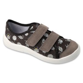 Befado kapcie dziecięce na rzepy 772X019 czarno-szare czarne