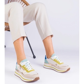 D/CEO Zielone sneakersy sportowe na platformie ze złotą wstawką Izolda