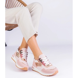 D/CEO Różowe sneakersy na platformie zdobione brokatem Sonata