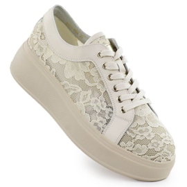 Półbuty na platformie S.Barski HY51-059 beżowe beżowy