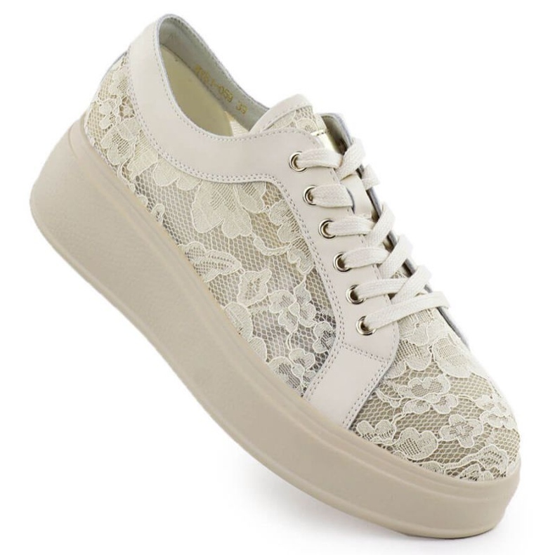 Półbuty na platformie S.Barski HY51-059 beżowe beżowy