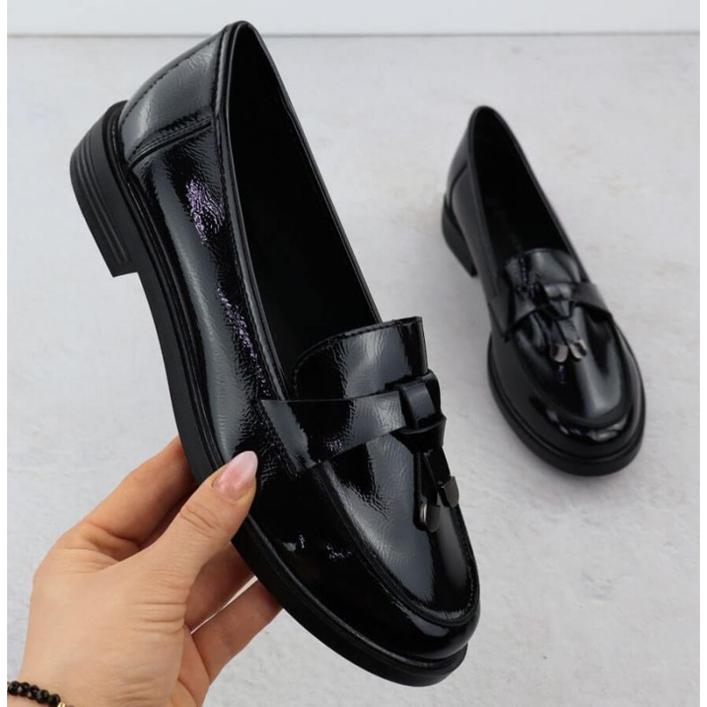 Półbuty lakierowane lordsy Potocki W SZ12369 WOL286 czarne