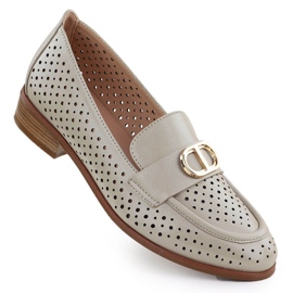 Półbuty damskie ażurowe mokasyny złote Vinceza 58516 złoty