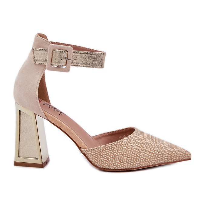 Sandały Na Słupku Ze Szpiczastymi Noskami Złote złoty