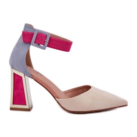 Sandały Na Słupku Ze Szpiczastymi Noskami Jasnobeżowe beżowy