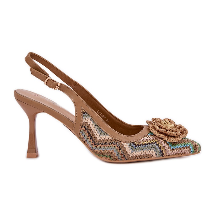 Plecione Szpilki Z Odkrytą Piętą Brązowe