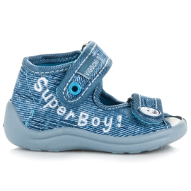 Viggami Jeansowe buciki na rzep niebieskie