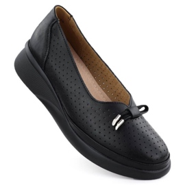 Półbuty na platformie ażurowe Vinceza 7896 czarne