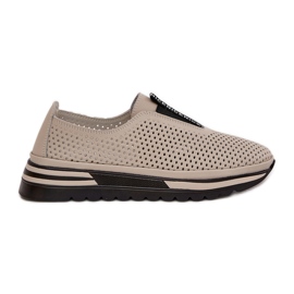 Wsuwane Półbuty Damskie Z Naturalnej Skóry S.Barski LR51-672 Beżowe beżowy