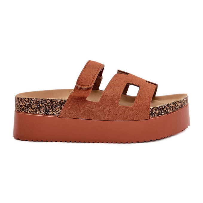 Klapki Na Masywnej Platformie Camel brązowe