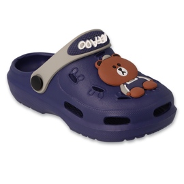 Befado klapki dziecięce granatowe 159P112 Misie niebieskie