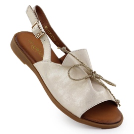 Skórzane sandały damskie złote Cambell SZ00657 złoty