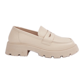 Mokasyny Damskie Z Eko Skóry Jasnobeżowe beżowy