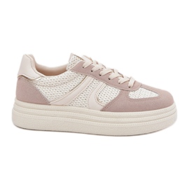 Sneakersy Damskie Na Platformie Beżowe beżowy