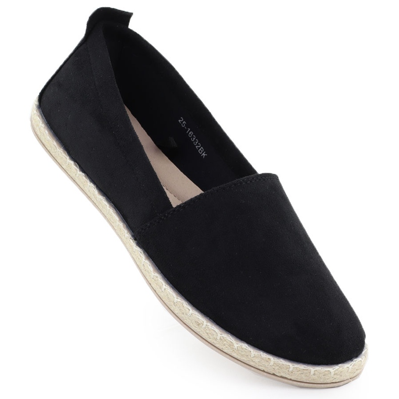 Espadryle damskie wsuwane zamszowe czarne Potocki PY16332