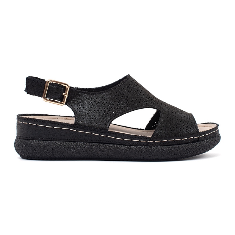 Goodin Czarne sandały na lekkiej platformie