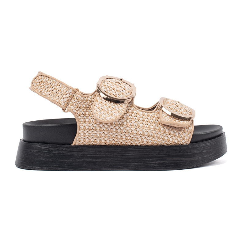 Goodin Sandały na platformie w beżowo-białą kratkę beżowy