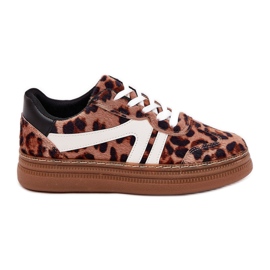 Damskie Sneakersy Na Platformie Panterka Brązowe