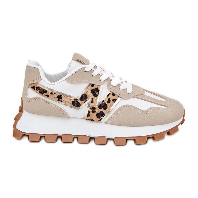 Sneakersy Buty Sportowe Damskie Panterka Beżowe beżowy